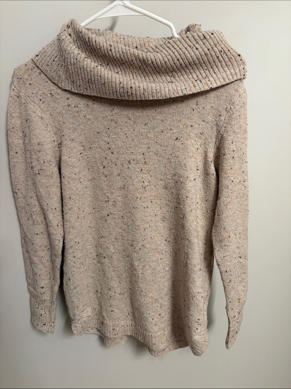 St. John's Bay Beige Speckled Cowlneck Sweater